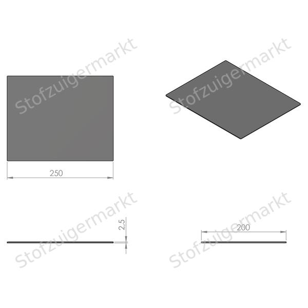 Microfiber - filter - zelfknip - 250x 200mm 2mm - universeel