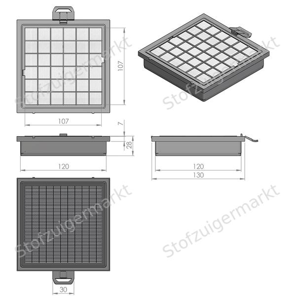 Flachfaltenfilter - Bosch/Siemens Dynapower/Ergomaxx - HEPA - karton
